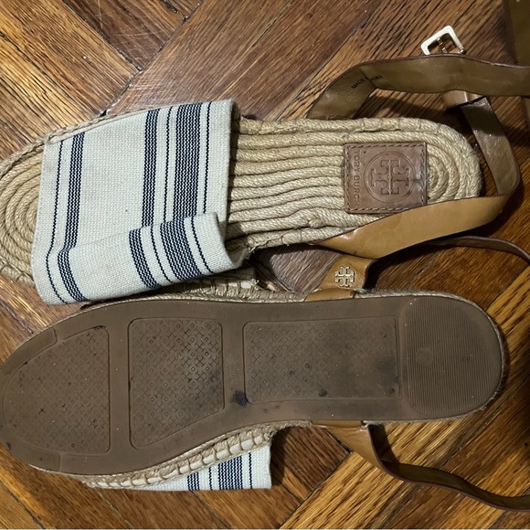 Tory Burch Navy Striped Espadrille Slides - Picture 3 of 3
